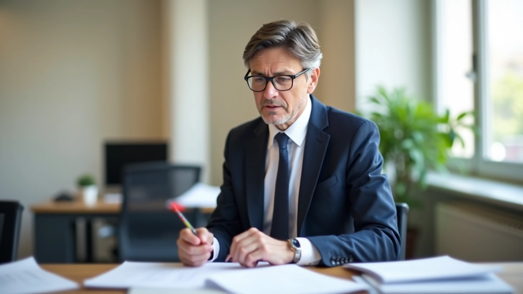 Profissional sénior em reunião de planeamento estratégico de carreira