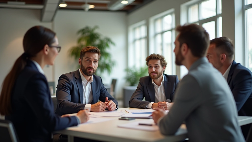 Ambiente profissional moderno onde os profissionais planejam sua transição de carreira